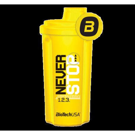 BioTech USA Šejker Neon žltý priesvitný "Never Stop" - 700 ml