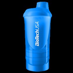 BioTech USA Šejker Wave+ modrý - 500 ml+ (150 ml + 200 ml)